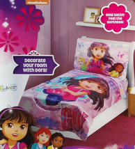 Dora And Friends Lets Go Pink Comforter Sheets 4 Pc Toddler Bedding Set New - £45.09 GBP