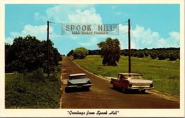 Greetings Spook Hill Lake Wales Florida Old Car Tower Mountain Postcard a2 - £17.76 GBP