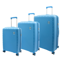 DR503 Four Wheel Suitcases Solid Hard Shell PP Luggage Bag Blue - £64.49 GBP+