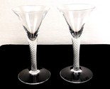 Set of 2 Vintage Wine Glasses, Air Twist Stem, 6 1/2&quot; Tall, 4 Oz. - £69.43 GBP