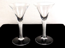 Set of 2 Vintage Wine Glasses, Air Twist Stem, 6 1/2&quot; Tall, 4 Oz. - £69.15 GBP