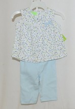SnoPea Two Piece Flowered Sleeveless Shirt Light Blue Pants Size 9 months - £19.95 GBP