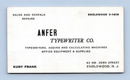 Anfer Typewriter Company Vtg Business Card Englewood NJ New Jersey BC1 - $13.48 CAD