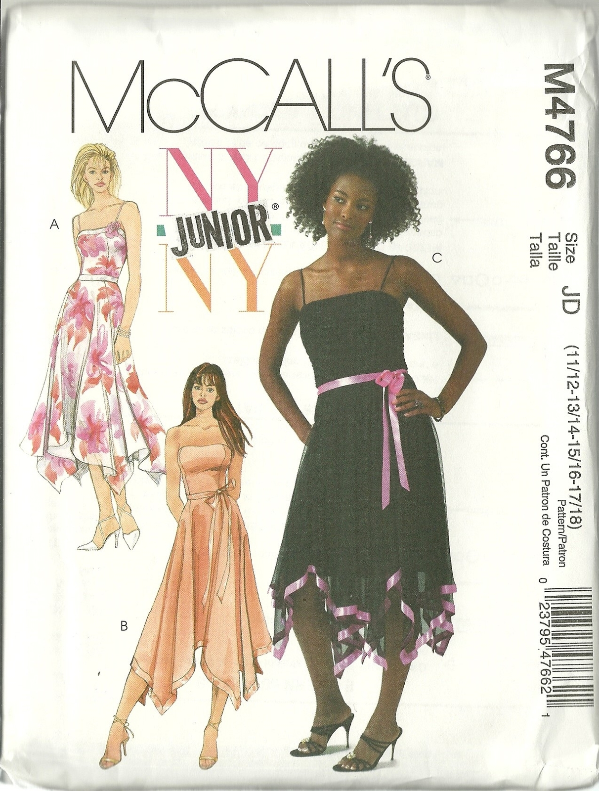 McCall's Sewing Pattern 4766 Misses Junior Dress Sz 11 12 13 14 15 16 17 18 New - $9.99