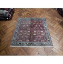 Dazzling 6x6 Hand Knotted Pre-Owned Kashamir Silk Rug PIX-23277 - £2,113.22 GBP