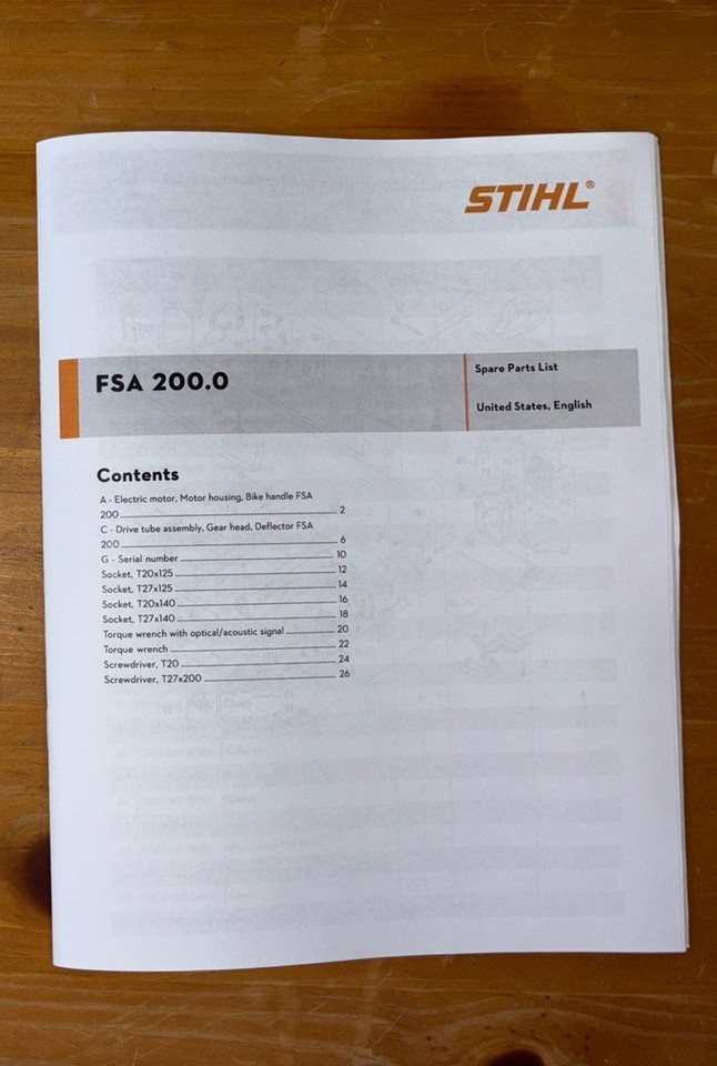 FSA 200.0 FSA200.0 Stihl Battery Trimmer Parts Illustrated Diagram List ... - $13.61