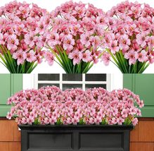 AmyHomie 20 Bundles Artificial Flowers Outdoor UV Resistant Faux Flowers, Pink - £14.93 GBP