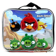 ANGRY BIRDS and Green Pigs Blue Soft Insulated Lunch Bag Box Tote PVC Free - £19.97 GBP