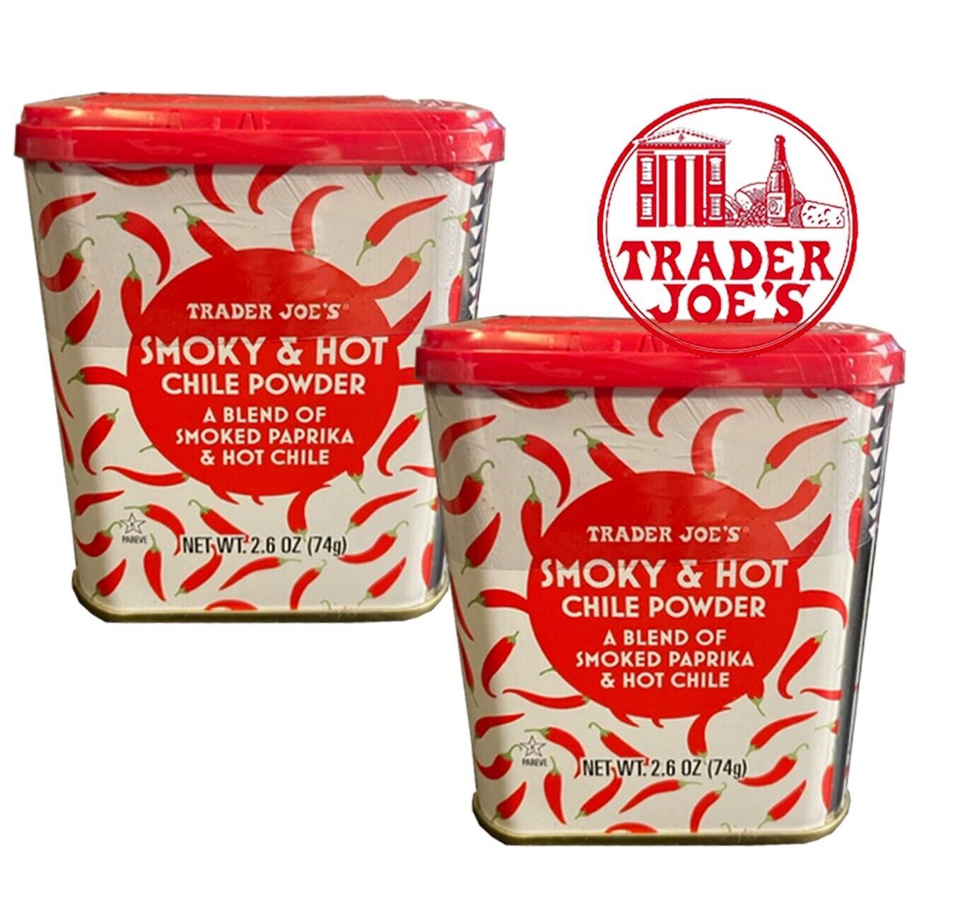 2 Packs Trader Joe's Smoky & Hot Chile Powder NET WT 2.6 Oz Smoked Paprika - $17.07