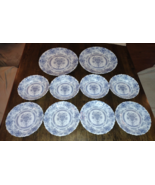 ARCOPAL HONORINE BLUE FLORAL SCALLOP EDGE 10 PC PLATE BOWL SAUCER SET FR... - $126.29 CAD