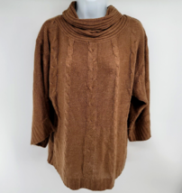 Kikit Sweater Womens XL Long Cable Knit Wool Blend Brown - $18.76