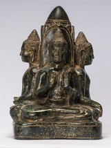 Antigüedad Khmer Estilo Sudeste Asia Bronce Cuatro Manera Estatua de Buda - - £658.10 GBP