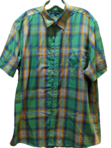 Alberto Cardinali XL men's green orange blue plaid button front shirt - $9.79