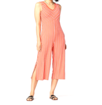 Cuddl Duds Flexwear V-Neck Jumpsuit- Coral Hibiscus, Large - £22.90 GBP