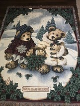 Vintage Boyds Bears &amp; Friends Christmas Tapestry Throw Blanket Afghan 48&quot; X 68&quot; - £35.73 GBP