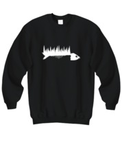 Fishing, Hunting Sweatshirt Fish Skeleton and Forest Black-SS  - £20.81 GBP