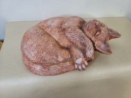 Cat Curled up and Sleeping Signed Lola 10&quot; - $14.85