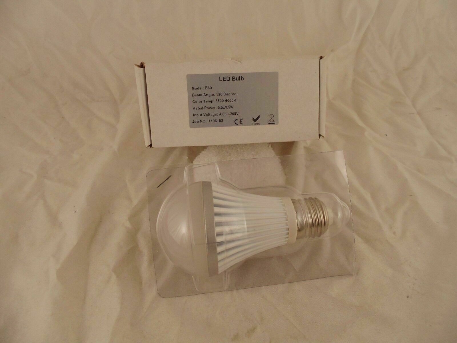 B60 LED Bulb 120 Degree 5500-6000K 5.5 +/- 0.5w AC90-265v A4 M - $14.14