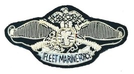 Us Navy Fleet Marine Force Fmf Badge Wing Silver Bullion 3 Inch Cp Hand Made - $24.00