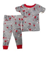 Disney Toddler Boys Mickey & Minnie Mouse Gray & Red Valentines Pajama Set - $10.88