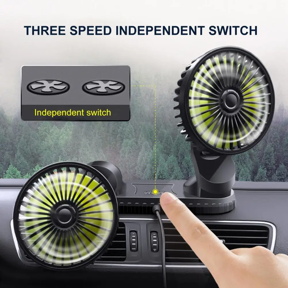 Chargeable Vehicle Fan USB 360 Degrees Rotation Double Head Suction Cup Vehicle - £16.21 GBP+