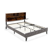 Full/Queen Size Upholstered Bed Frame with Storage Headboard-Queen Size - Color: - $436.96 CAD