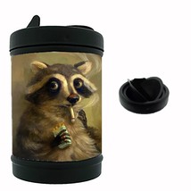 Smoking Racoon Novelty Black Metal Car Ashtray/Mini Trashcan - $238.80 MXN