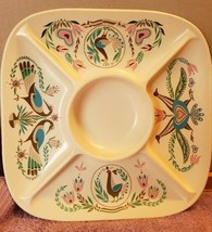 Vintage Waverly Melamine Serving Platter Dip Appetizer Birds Penna Dutch Symbols - £17.24 GBP