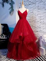 V Neck Red Prom Dresses,Princess Formal Evening Dress - £107.35 GBP