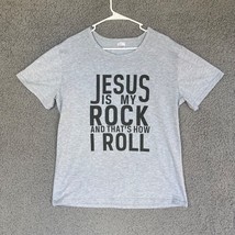 Jesus Is My Rock Shirt Adult Extra Large How I Roll Christian Graphic Sl... - $15.13