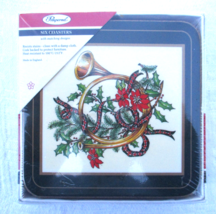 Pimpernel Yuletide Horn Holiday Cork Backed Coasters Set of 6 NEW in Box... - $20.90