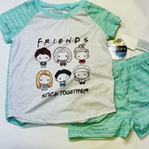 Girls XS Friends 2pc Pajama Set Size  4 5 Shirt and Shorts Stripes - £13.44 GBP