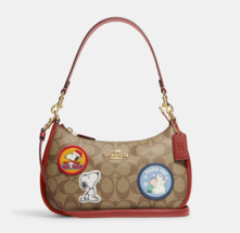 Coach X Peanuts Teri Shoulder Bag Signature Canvas Patches Crossbody ~NW... - $272.25