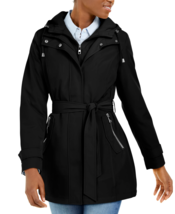 Authentc Nautica Women&#39;s Hooded Raincoat with Belt Jacket, Black, Large  - £91.67 GBP