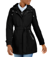 Authentc Nautica Women&#39;s Hooded Raincoat with Belt Jacket, Black, Large  - £91.77 GBP
