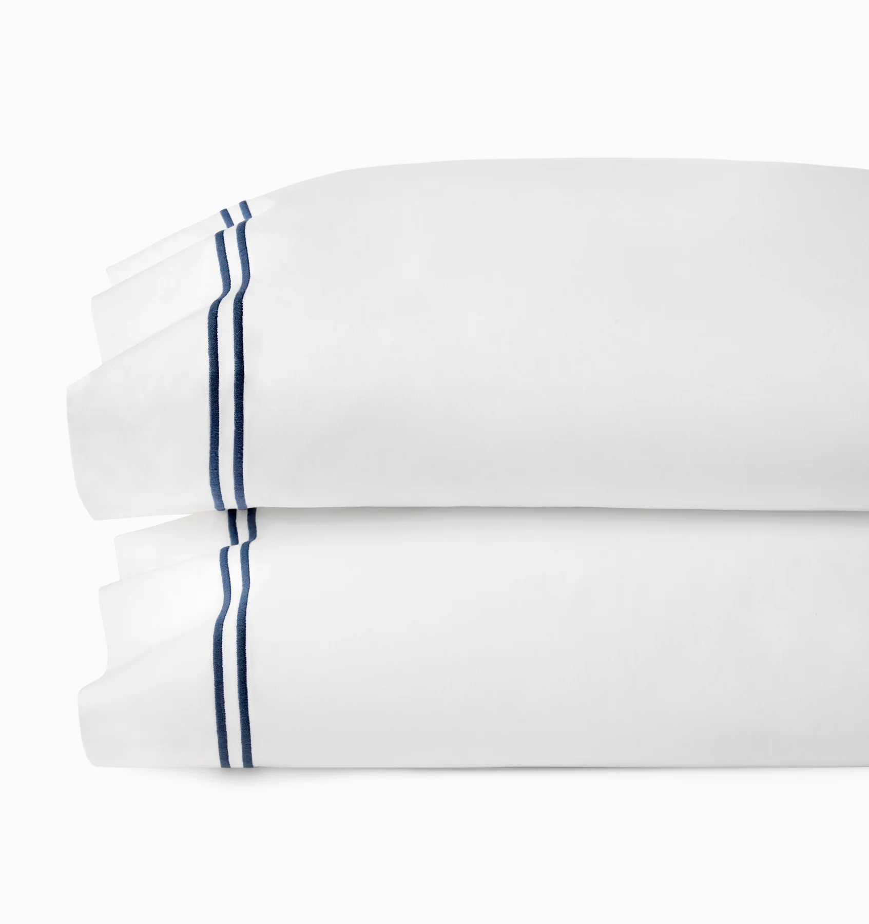 Sferra Grande Hotel White Standard Pillowcases Navy Stripes Cotton Italy... - $1,210.35 MXN