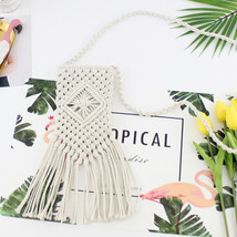 Handmade cotton tassel retro woven bag Mori girl slung small mobile phone bag ca - £19.12 GBP