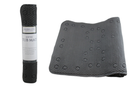 PVC SOFT Foam Bath Mat Non-Slip Suction Shower Bathmat 36&quot; x 17&quot; Black - £14.70 GBP