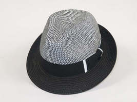 Men's Bently Soft Fedora Briad Straw Hat Stingy Brim Gino Gi210 Black White image 3