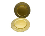 Vinyl Hammered Round Gold 13&quot; Charger Plates  (2) Deco/No Food Safe - £19.38 GBP
