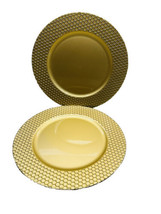 Vinyl Hammered Round Gold 13&quot; Charger Plates  (2) Deco/No Food Safe - £19.45 GBP