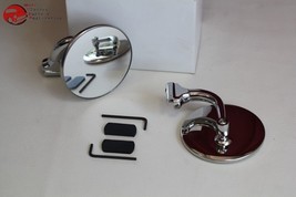 4&quot; Convex Peep Curved Arm Mirror Set Rearview Outside Door Classic Car Truck New - £54.54 GBP