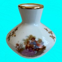 Limoges Dollhouse Miniature Courting Couples Bud Vase Signed 1 1/2” Porcelain - £12.86 GBP