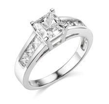 Women&#39;s Engagement Ring 2.60Ct Princess Cut Diamond 14K White Gold in Size 7.5 - £201.18 GBP