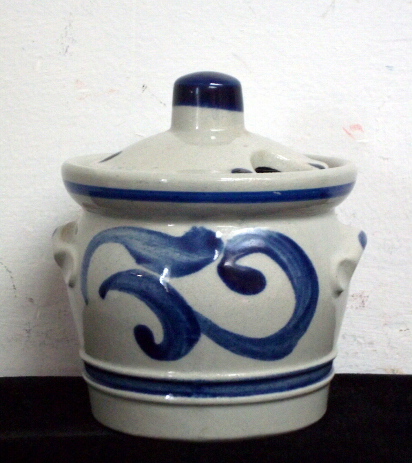 Primary image for Vintage Gray and Blue Marzi and Remy Condiment Jar 3022
