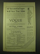 1918 Vogue Magazine Ad - $2 invested in Vogue will save you $200 - £14.61 GBP