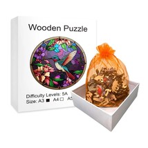 Wooden Jigsaw Puzzle Hummingbird A4 Medium Size Circular  8.375&quot; Diameter - £13.46 GBP