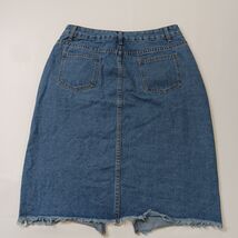 Hengsheng Women's Blue Cotton Blend Front Button & Slit Denim Skirt Size Medium image 2