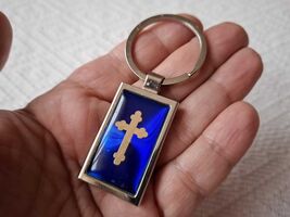Serbian Orthodox Metal Pendant Key Chain Key Ring Blue Color - $30.00