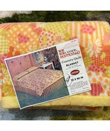 Vintage Cannon NOS Polyester Blanket 72x90 Twin Bed Groovy Floral Multic... - $57.75